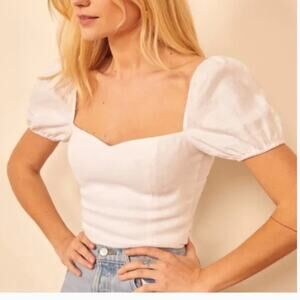 Reformation Casterly Linen White Top 2